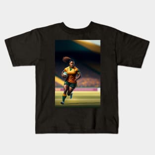 Woman Rugby Player Kids T-Shirt